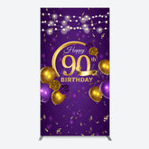 Lofaris Purple Gold Balloon Lights Birthday Rectangle Backdrop